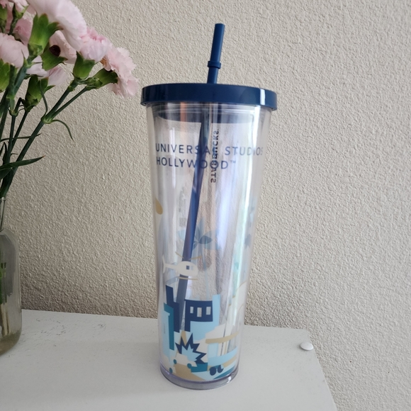 STARBUCKS Universal Studios Hollywood  tumbler with straw - Picture 1 of 6